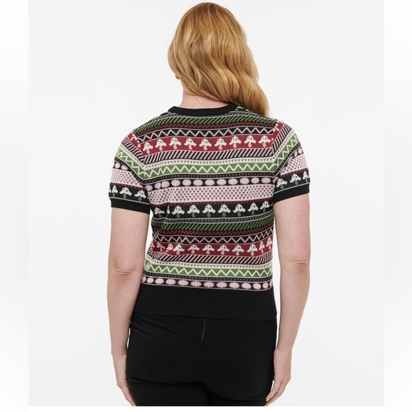 Unique Vintage 1950s Mushroom Jacquard Sweater, Multi, XS/S, NWT - Picture 2 of 4